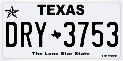 TX license plate DRY3753