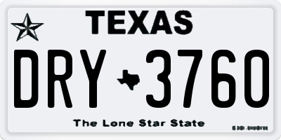 TX license plate DRY3760