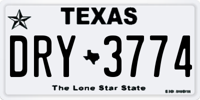 TX license plate DRY3774