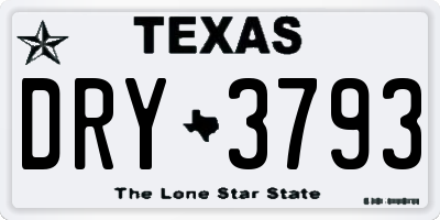 TX license plate DRY3793