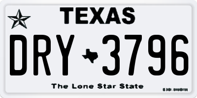 TX license plate DRY3796