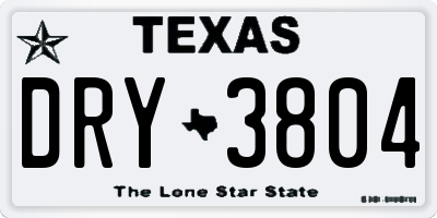 TX license plate DRY3804