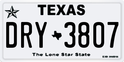 TX license plate DRY3807