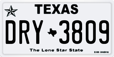 TX license plate DRY3809