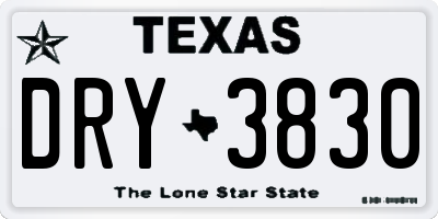 TX license plate DRY3830