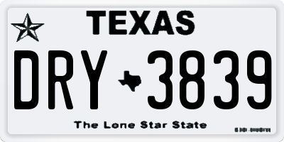 TX license plate DRY3839