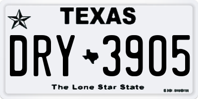 TX license plate DRY3905