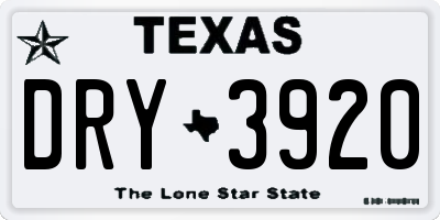 TX license plate DRY3920