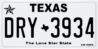 TX license plate DRY3934