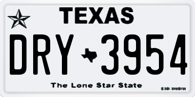 TX license plate DRY3954