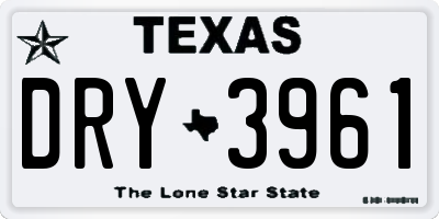 TX license plate DRY3961