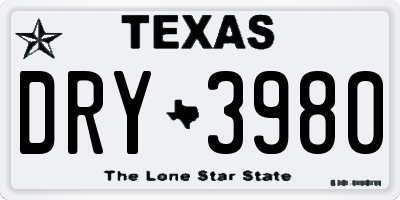 TX license plate DRY3980