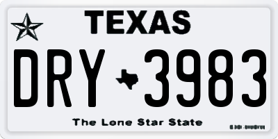 TX license plate DRY3983