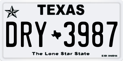 TX license plate DRY3987