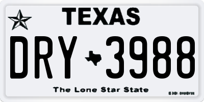 TX license plate DRY3988