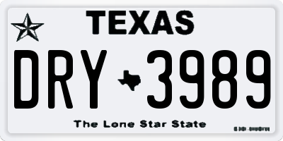 TX license plate DRY3989