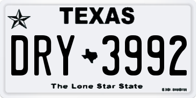 TX license plate DRY3992
