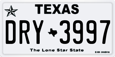 TX license plate DRY3997