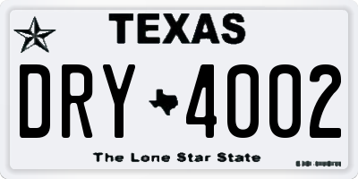 TX license plate DRY4002