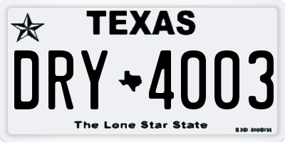 TX license plate DRY4003