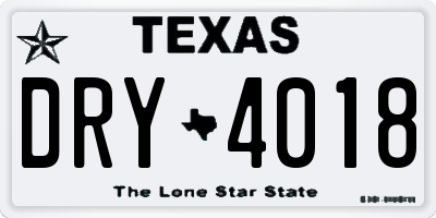 TX license plate DRY4018
