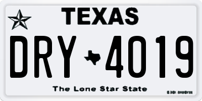 TX license plate DRY4019