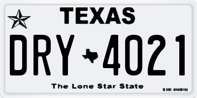 TX license plate DRY4021