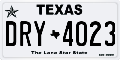TX license plate DRY4023