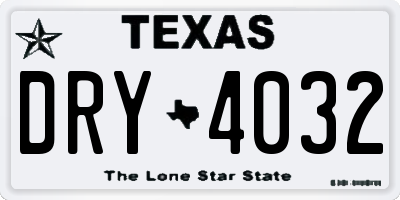TX license plate DRY4032