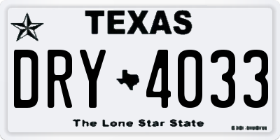 TX license plate DRY4033
