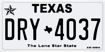 TX license plate DRY4037