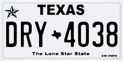TX license plate DRY4038