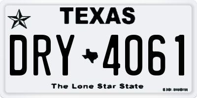 TX license plate DRY4061