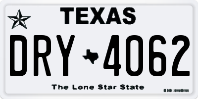 TX license plate DRY4062