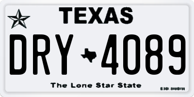 TX license plate DRY4089