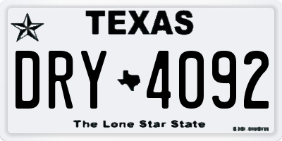 TX license plate DRY4092