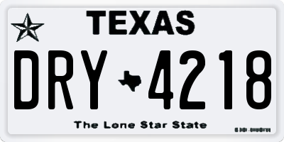 TX license plate DRY4218