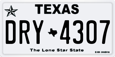 TX license plate DRY4307