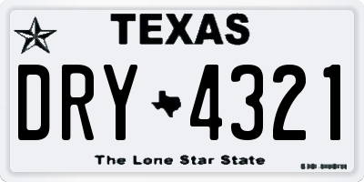 TX license plate DRY4321