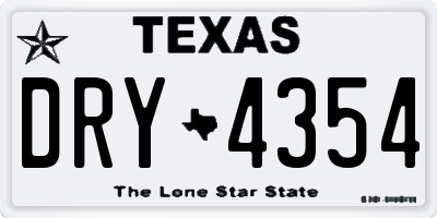 TX license plate DRY4354