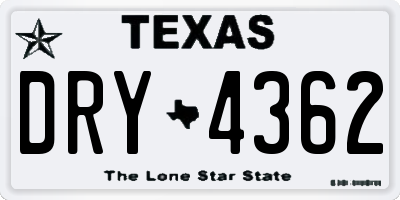 TX license plate DRY4362