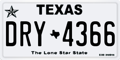 TX license plate DRY4366