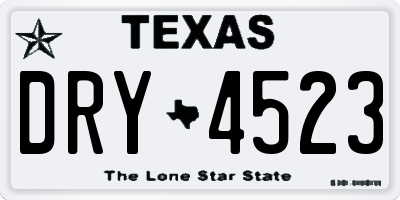 TX license plate DRY4523