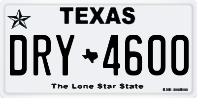 TX license plate DRY4600