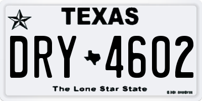 TX license plate DRY4602