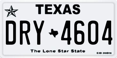 TX license plate DRY4604