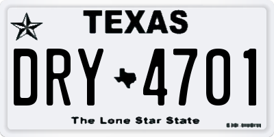 TX license plate DRY4701