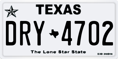 TX license plate DRY4702