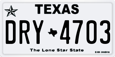 TX license plate DRY4703