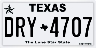 TX license plate DRY4707